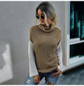 Woman Sweaters Casual Autumn Winter Long Sleeve Striped Print Tops Black Turtleneck Knit Pullover Sweater  Womens Clothes - SunLify