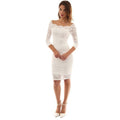 Women's Off Shoulder Party Lace Hollow Out Mini Bodycon Dress - SunLify