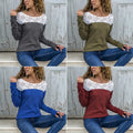 Women Lace Blouse Casual Long Sleeve Tunic O-Neck Patchwork Blouses - SunLify