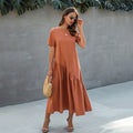 Women T-shirt Dress Summer Ruched Long Dresses Ladies Elegant Loose Fit Midi Clothing  Fashion Free People Dresses For Women - SunLify