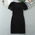 Women's Casual Summer Short Sleeve Puff Sleeve Mini Dress Square Neck - SunLify