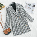 Two-piece plaid tweed women blazer suit Casual streetwear suits - SunLify