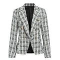 Two-piece plaid tweed women blazer suit Casual streetwear suits - SunLify