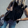 Women Summer Blouse Sleeveless Tops Lace Hollow Tanks Casual Shirt - SunLify