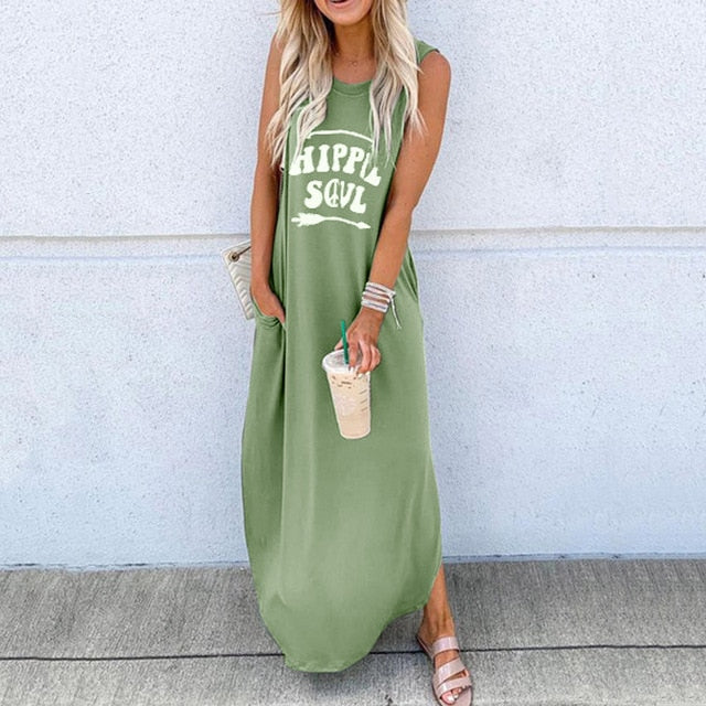 Boho Midi Dress Summer Beach Sundress - SunLify