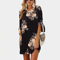 Summer Dress Boho Style Floral Print Chiffon Beach Dress - SunLify