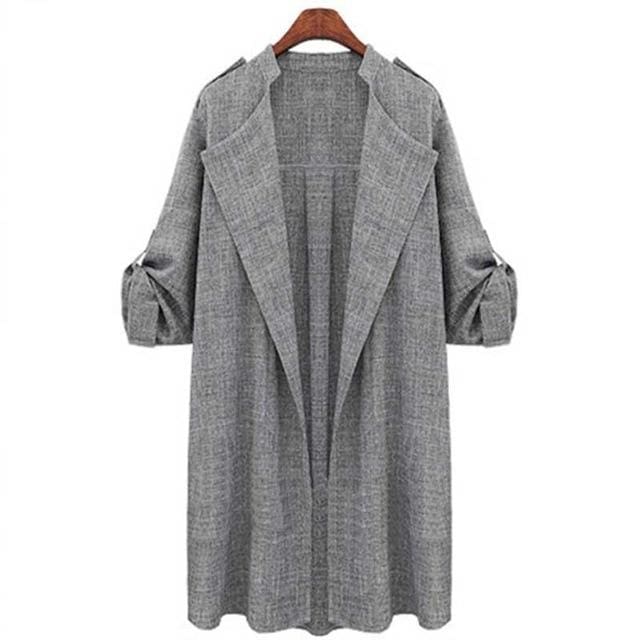 Women Jacket Ladies Long Overcoat Waterfall Cardigan Plus Size - SunLify