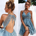 Boho Vrouwen Jurken Spaghetti Strap Backless Elegante Beach Zonnejurk - SunLify