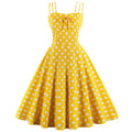 Dot Print Vrouwen Zomer Party Dress Hoge Taille Vintage A-lijn jurk - SunLify