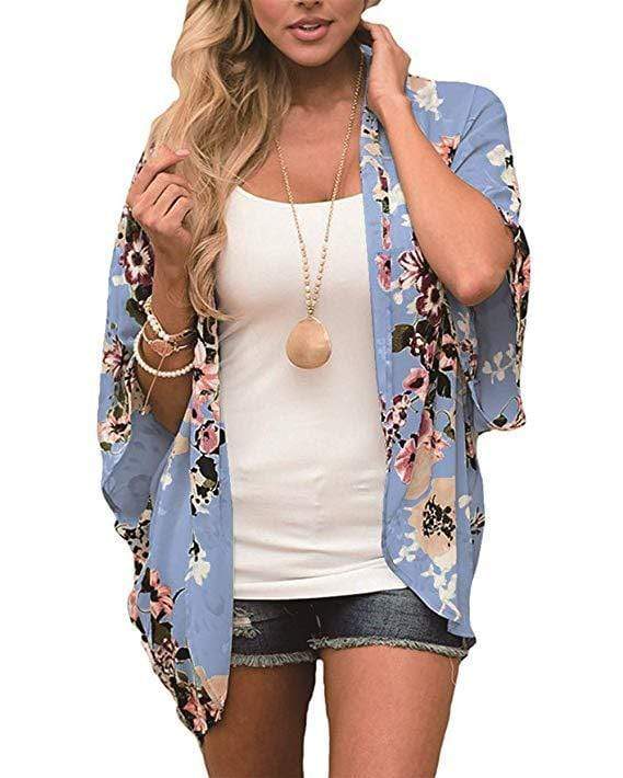 Bohemia Flower Print Summer Beach Women's Cardigan Loose Chiffon Coat - SunLify