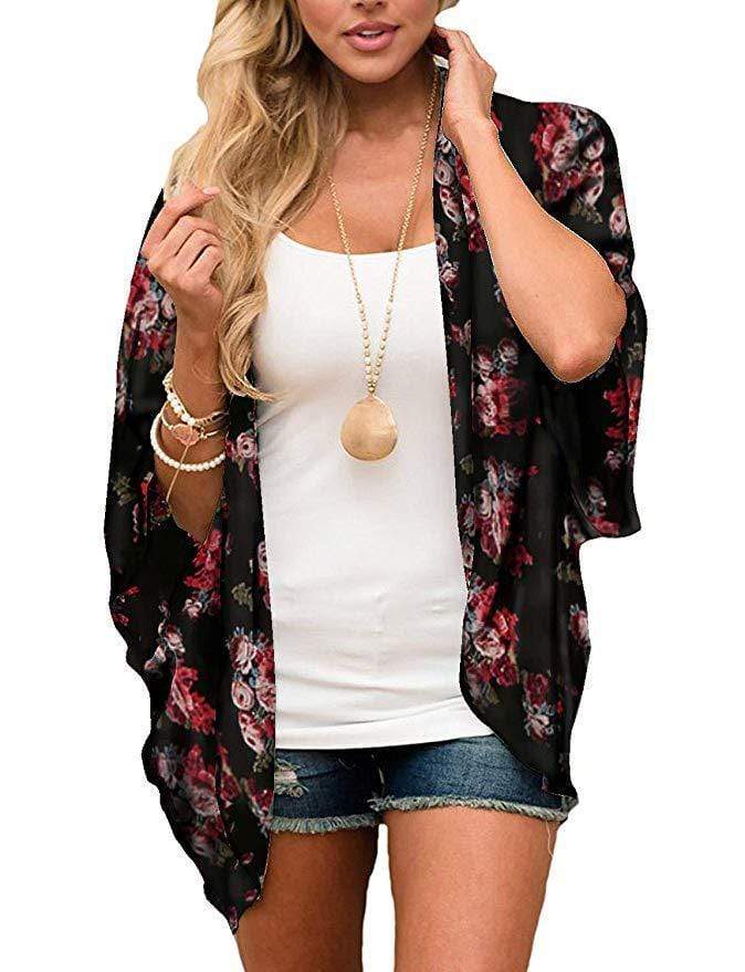 Bohemia Flower Print Summer Beach Women's Cardigan Loose Chiffon Coat - SunLify