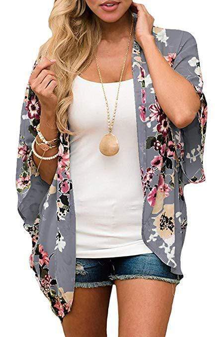 Bohemia Flower Print Summer Beach Women's Cardigan Loose Chiffon Coat - SunLify