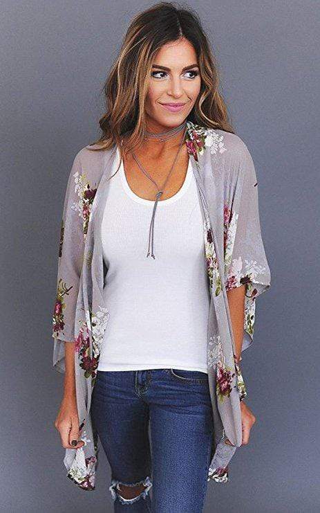 Bohemia Flower Print Summer Beach Women's Cardigan Loose Chiffon Coat - SunLify