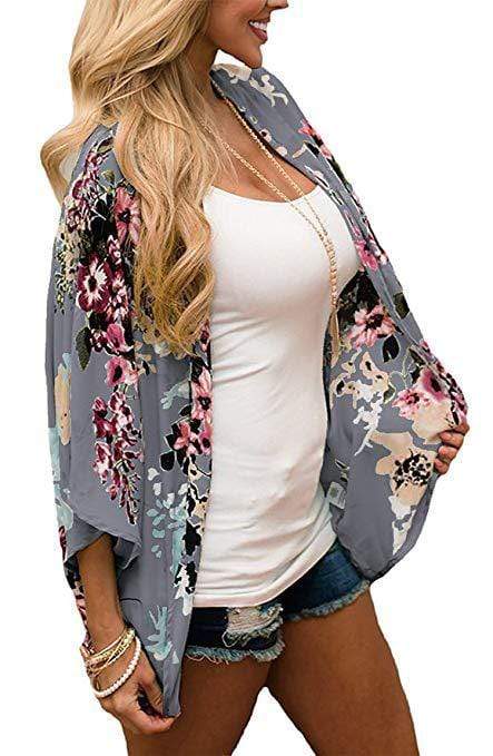 Bohemia Flower Print Summer Beach Women's Cardigan Loose Chiffon Coat - SunLify