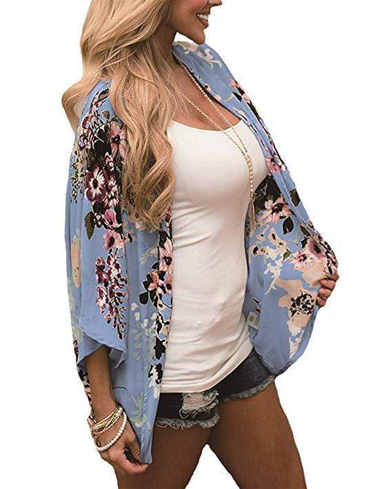 Bohemia Flower Print Summer Beach Women's Cardigan Loose Chiffon Coat - SunLify