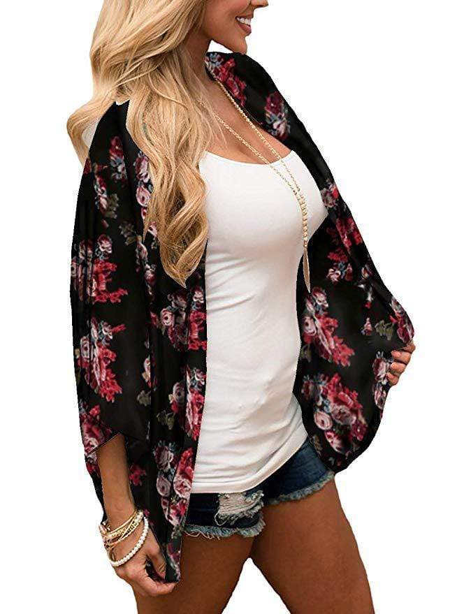 Bohemia Flower Print Summer Beach Women's Cardigan Loose Chiffon Coat - SunLify