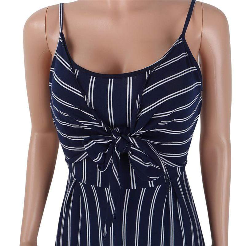 Elegant Striped Spaghetti Strap Rompers Casual Wide legs Jumpsuits - SunLify