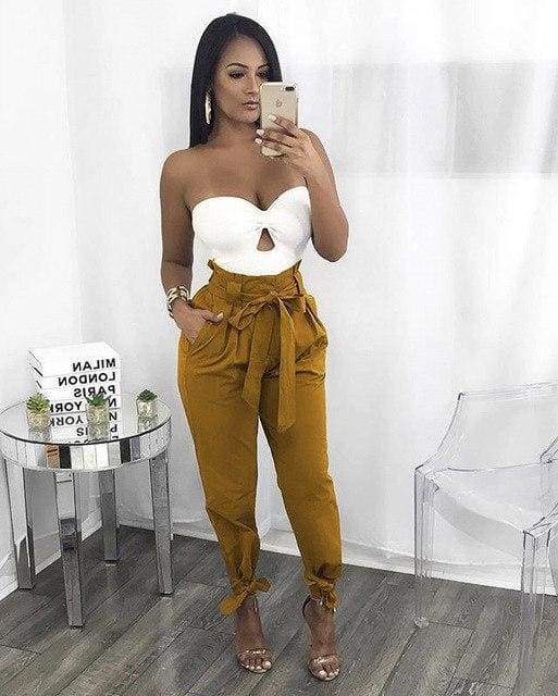 Casual Long Trousers Women Summer Pencil Pants Three Bow Band - SunLify