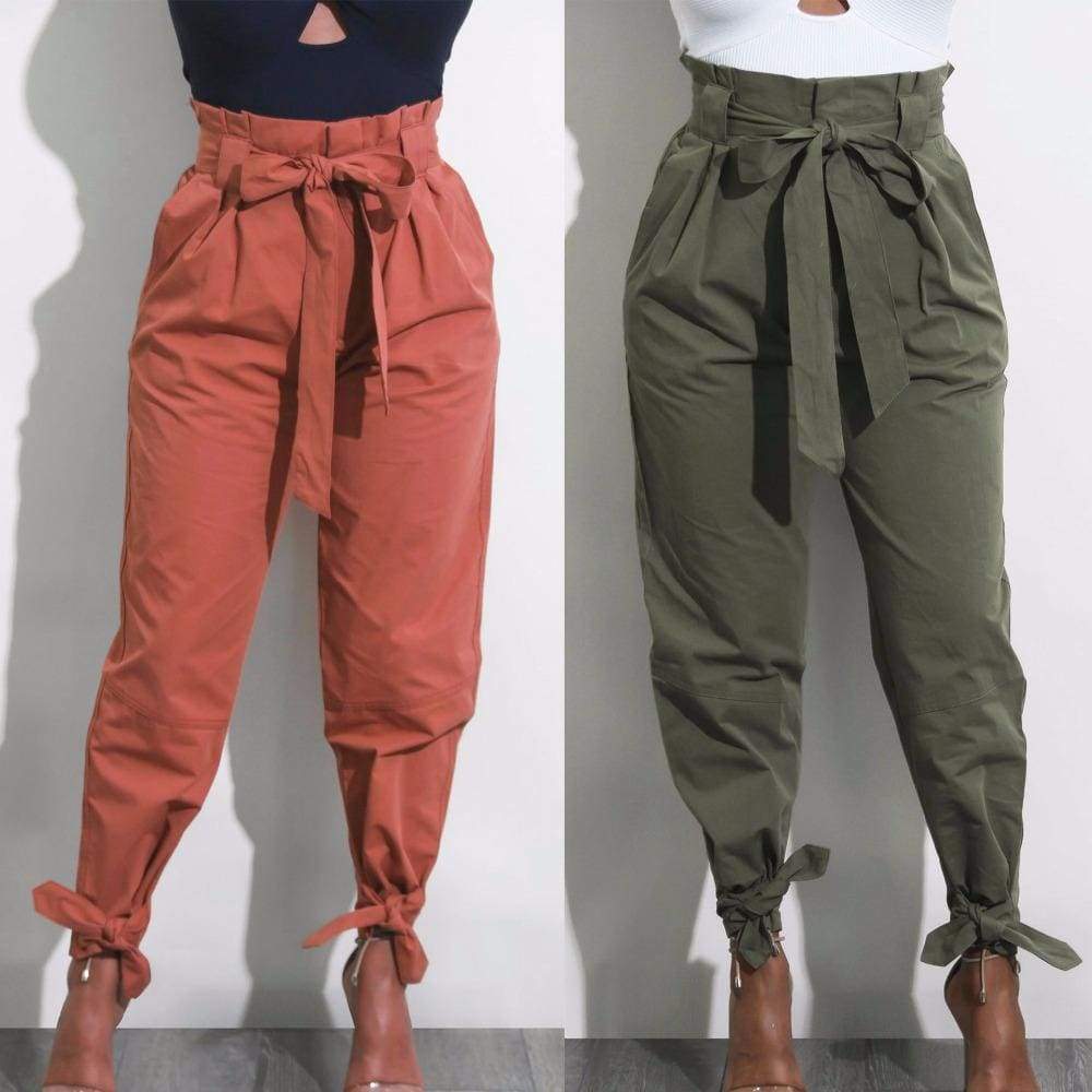 Casual Long Trousers Women Summer Pencil Pants Three Bow Band - SunLify