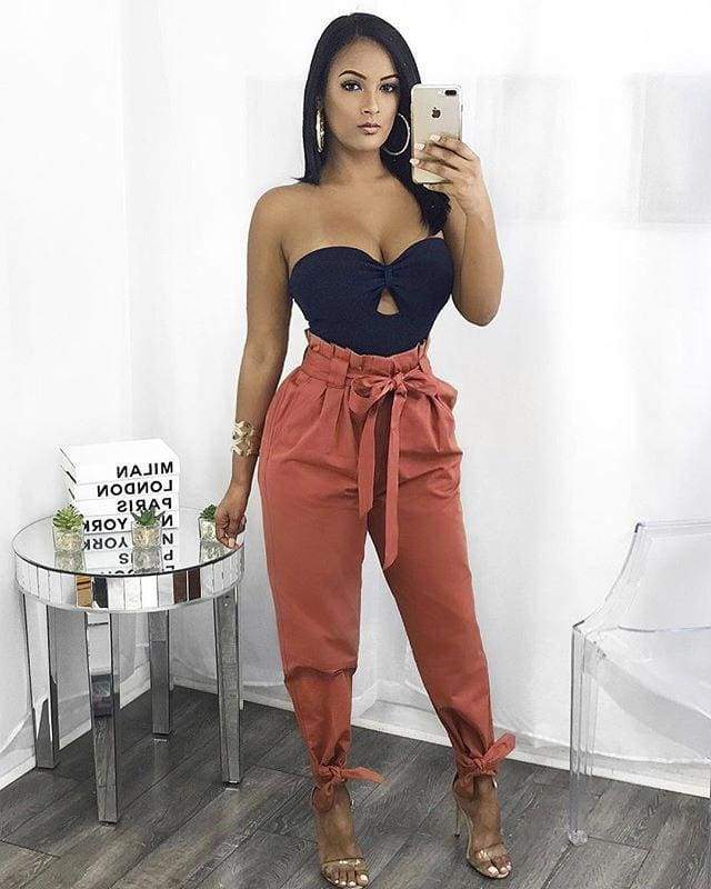 Casual Long Trousers Women Summer Pencil Pants Three Bow Band - SunLify