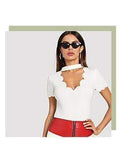 Elegant V Collar Short Sleeve Solid Tee Summer Women Casual Top - SunLify