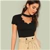 Elegant V Collar Short Sleeve Solid Tee Summer Women Casual Top - SunLify