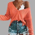 Irregular Crop Top Sweater Women Slim Pullovers V Neck Jumper Sweater - SunLify