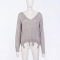 Irregular Crop Top Sweater Women Slim Pullovers V Neck Jumper Sweater - SunLify