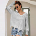 Irregular Crop Top Sweater Women Slim Pullovers V Neck Jumper Sweater - SunLify