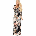 Women Summer Floral Print Maxi Dress Boho Style Long Beach Dress - SunLify