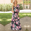 Women Summer Floral Print Maxi Dress Boho Style Long Beach Dress - SunLify