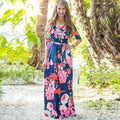 Women Summer Floral Print Maxi Dress Boho Style Long Beach Dress - SunLify