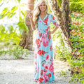 Women Summer Floral Print Maxi Dress Boho Style Long Beach Dress - SunLify