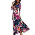 Women Summer Floral Print Maxi Dress Boho Style Long Beach Dress - SunLify