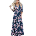 Women Summer Floral Print Maxi Dress Boho Style Long Beach Dress - SunLify