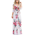 Women Summer Floral Print Maxi Dress Boho Style Long Beach Dress - SunLify