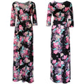 Women Summer Floral Print Maxi Dress Boho Style Long Beach Dress - SunLify