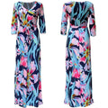 Women Summer Floral Print Maxi Dress Boho Style Long Beach Dress - SunLify