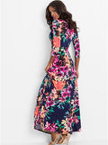 Women Summer Floral Print Maxi Dress Boho Style Long Beach Dress - SunLify