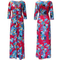 Women Summer Floral Print Maxi Dress Boho Style Long Beach Dress - SunLify