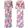 Women Summer Floral Print Maxi Dress Boho Style Long Beach Dress - SunLify