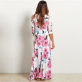 Women Summer Floral Print Maxi Dress Boho Style Long Beach Dress - SunLify