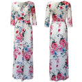 Women Summer Floral Print Maxi Dress Boho Style Long Beach Dress - SunLify