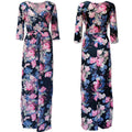 Women Summer Floral Print Maxi Dress Boho Style Long Beach Dress - SunLify