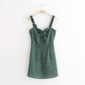 Green Polka Dot Dress Women Sleeveless V neck Strap Summer mini Dress - SunLify