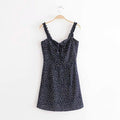 Green Polka Dot Dress Women Sleeveless V neck Strap Summer mini Dress - SunLify